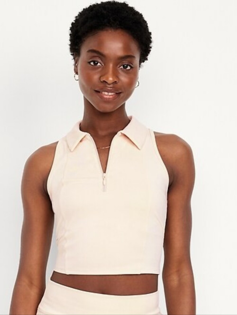 BNWT Old Navy Powersoft Go-Dry Cropped Polo Zip Tank XL Tall Ivory